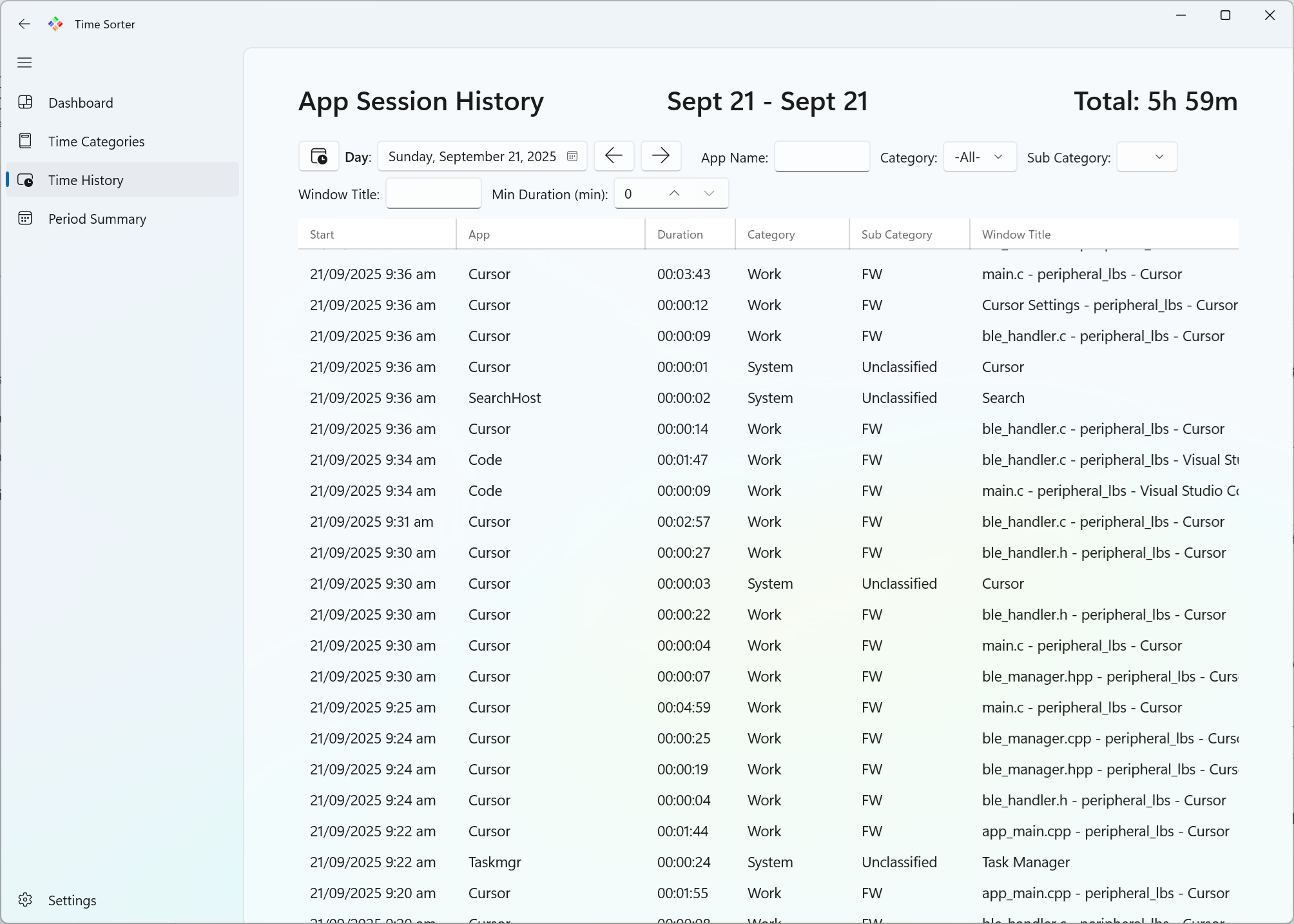 App Session History